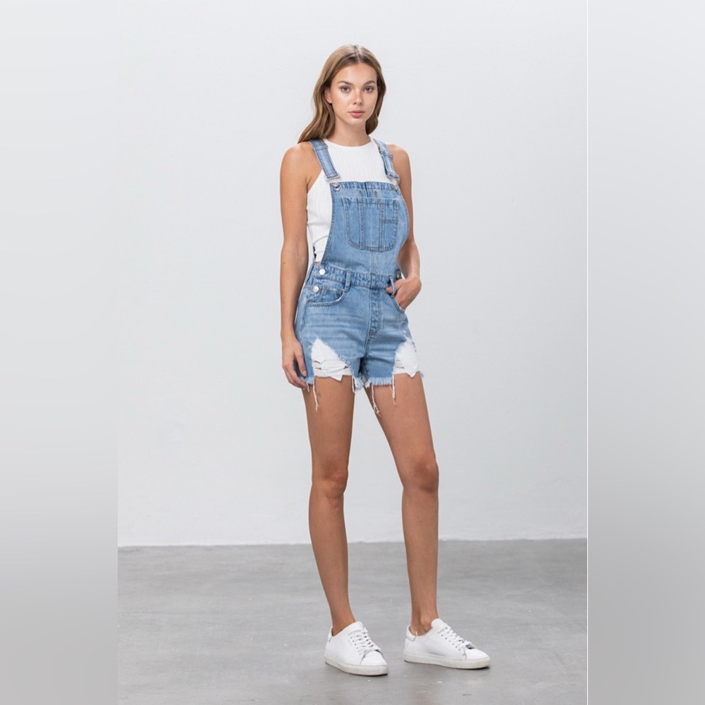 Insane Gene Jean Shorts Overalls Size Small - Picture 13 of 16